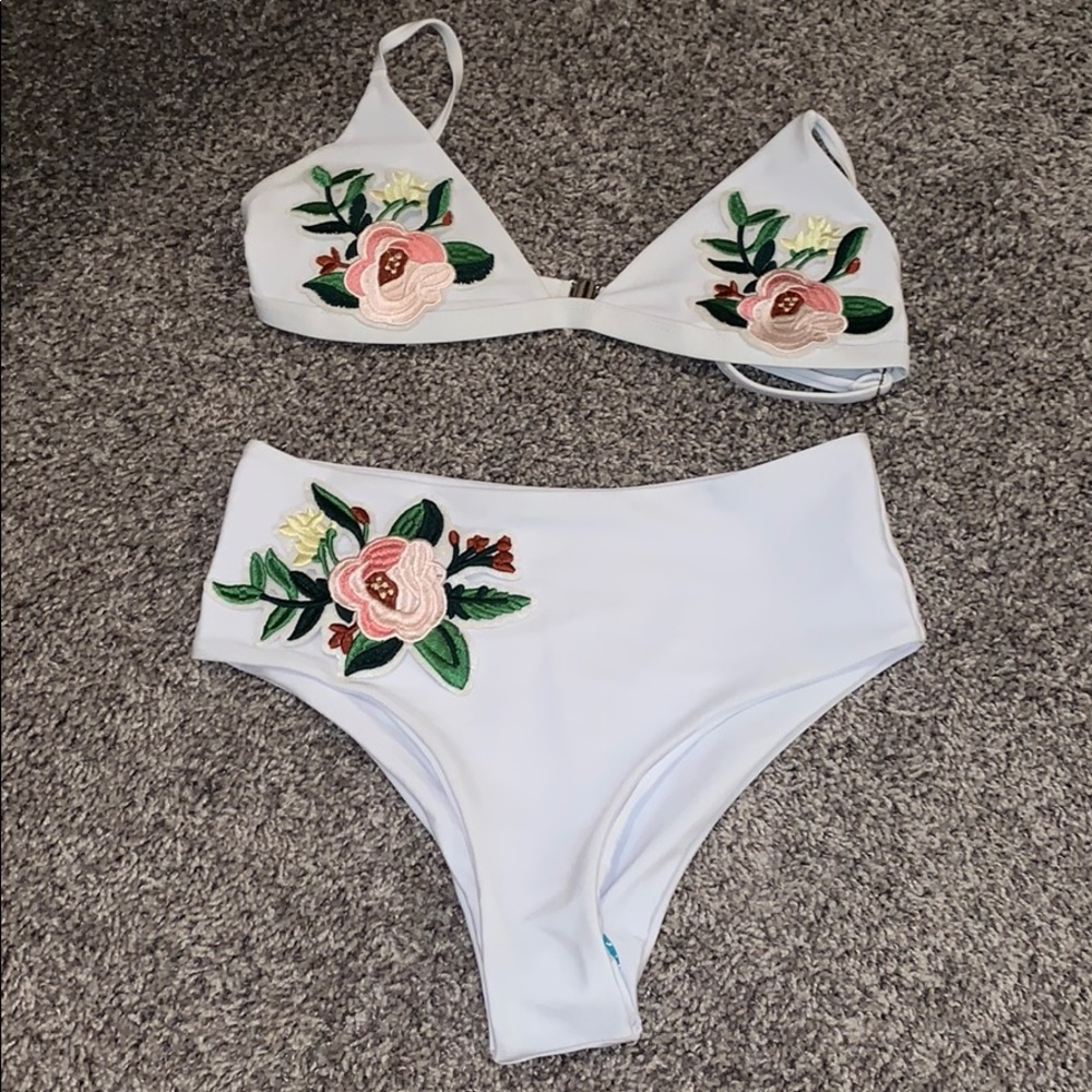 Zaful floral white bikini
